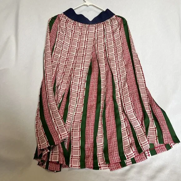 Women's Pleated Midi Skirt Size Large, Green, Red - Picture 5 of 7